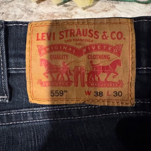 Levis Mens 559 Relaxed Straight Jeans W38 L30 Dark Wash Denim - Picture 6 of 6
